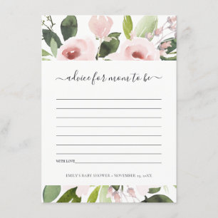 SUBTLE WASH BLUSH PINK FLORAL ADVICE BABY SHOWER INFORMATIEKAARTJE