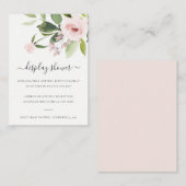 SUBTLE WASH BLUSH PINK FLORAL DISPLAY BABY SHOWER INFORMATIEKAARTJE (Voorkant / Achterkant)