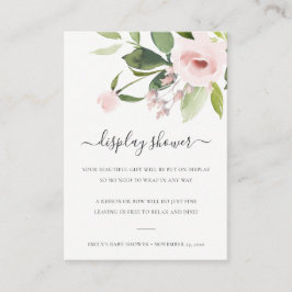 SUBTLE WASH BLUSH PINK FLORAL DISPLAY BABY SHOWER INFORMATIEKAARTJE