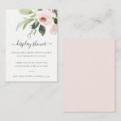 SUBTLE WASH BLUSH PINK FLORAL DISPLAY BABY SHOWER INFORMATIEKAARTJE (Voorkant / Achterkant)