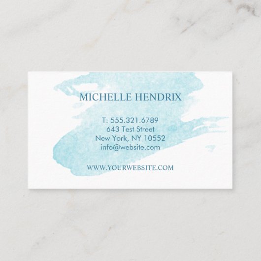 Subtle Waterverf Turquise Artistic Designer Card Visitekaartje (Achterkant)