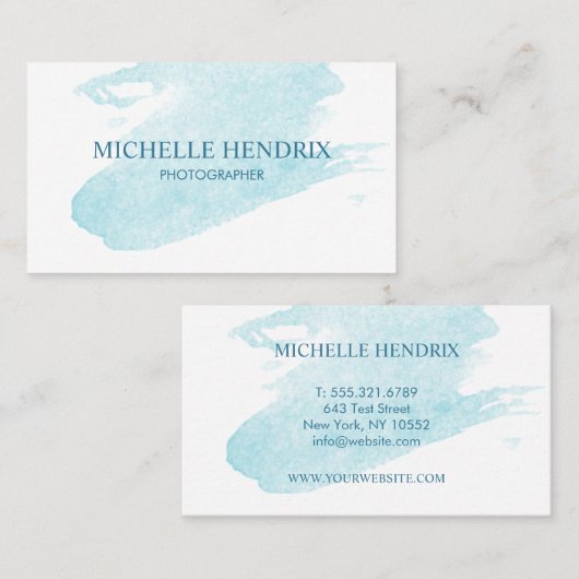 Subtle Waterverf Turquise Artistic Designer Card Visitekaartje (Voorkant / Achterkant)