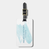 Subtle Waterverf Turquise Artistic Designer Label Bagagelabel (Voorkant verticaal)
