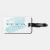 Subtle Waterverf Turquise Artistic Designer Label Bagagelabel (Achterkant horizontaal)
