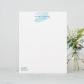 Subtle Waterverf Turquise Artistic Letterhead Briefhoofd (Staand voorkant)