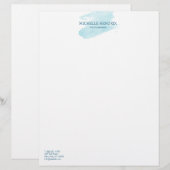 Subtle Waterverf Turquise Artistic Letterhead Briefhoofd (Voorkant / Achterkant)