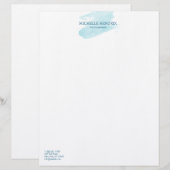 Subtle Waterverf Turquise Artistic Letterhead Briefhoofd (Voorkant / Achterkant)