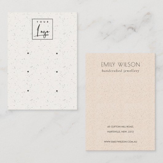 Subtle White Ceramic Texture 3 Earing Display Logo Visitekaartje (Voorkant / Achterkant)