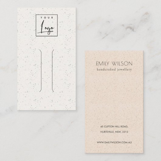 Subtle White Ceramic Texture Hair Pin Display Logo Visitekaartje (Voorkant / Achterkant)