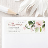 SUBTLE ZACHTE ZWART PINK ROSE BABY SHOWER ADRES ETIKET (Insitu)