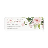 SUBTLE ZACHTE ZWART PINK ROSE BABY SHOWER ADRES ETIKET (Voorkant)