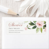 SUBTLE ZACHTE ZWART PINK ROSE BABY SHOWER ADRES ETIKET (Insitu)