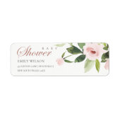 SUBTLE ZACHTE ZWART PINK ROSE BABY SHOWER ADRES ETIKET (Voorkant)