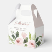 SUBTLE ZACHTE ZWART PINK ROSE FLORAL BABY SHOWER BEDANKDOOSJES (Voorkant Zijde)