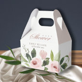 SUBTLE ZACHTE ZWART PINK ROSE FLORAL BABY SHOWER BEDANKDOOSJES