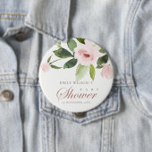 SUBTLE ZACHTE ZWART PINK ROSE FLORAL BABY SHOWER RONDE BUTTON 4,0 CM (In situ)