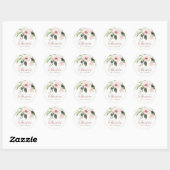 SUBTLE ZACHTE ZWART PINK ROSE FLORAL BABY SHOWER RONDE STICKER (Vel)