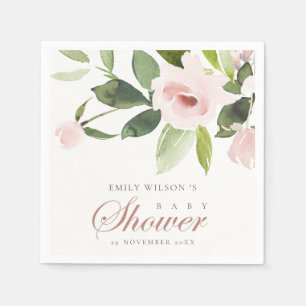 SUBTLE ZACHTE ZWART PINK ROSE FLORAL BABY SHOWER SERVET