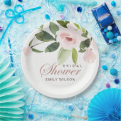 SUBTLE ZACHTE ZWART PINK ROSE FLORAL VRIJGEZELLENF PAPIEREN BORDJE (Feest)