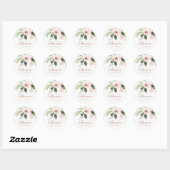 SUBTLE ZACHTE ZWART PINK ROSE FLORAL VRIJGEZELLENF RONDE STICKER (Vel)