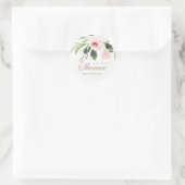 SUBTLE ZACHTE ZWART PINK ROSE FLORAL VRIJGEZELLENF RONDE STICKER (Tas)
