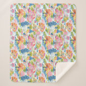 Suburban Toile Kleurrijke boom omzoomde dorpscène Sherpa Deken (Voorkant)