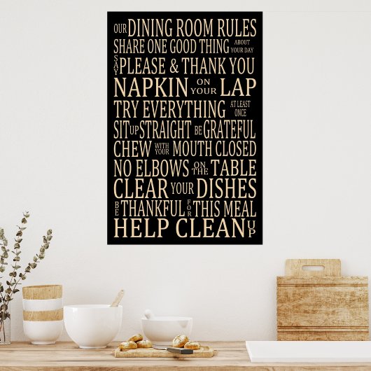 Subway Art Dining Room Rules Poster (Keuken)