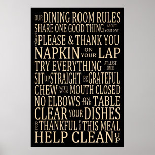 Subway Art Dining Room Rules Poster
