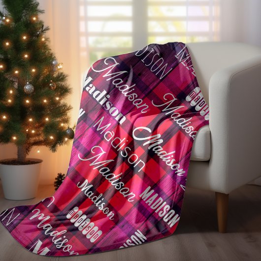Subway Art elke tekst tartan roze baffalo plaid Fleece Deken