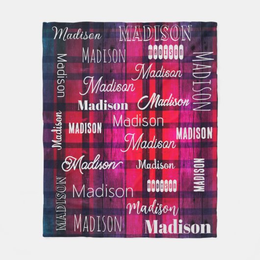 Subway Art elke tekst tartan roze baffalo plaid Fleece Deken (Voorkant)