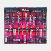 Subway Art elke tekst tartan roze baffalo plaid Fleece Deken (Voorkant (Horizontaal))