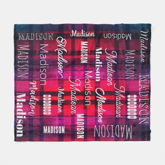 Subway Art elke tekst tartan roze baffalo plaid Fleece Deken (Voorkant (Horizontaal))