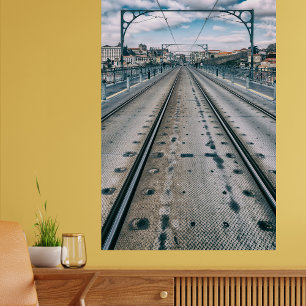 Subway Railway op Dom Luis I brug superieure dek Foto Afdruk