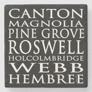 Subway Street Signs, Roswell, Georgia Marble Stone Stenen Onderzetter