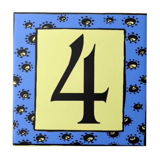 Subway Tegel Blue Lijst Stars 4 Vier Tegeltje (Voorkant)