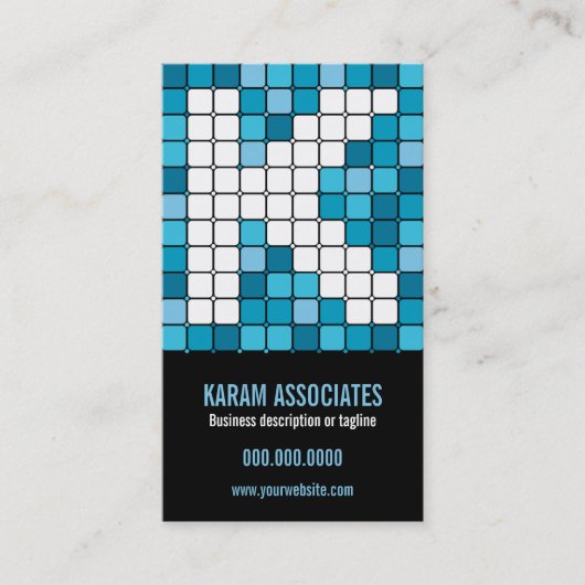 Subway Tile Cerulean Monogram K Visitekaartje (Voorkant)