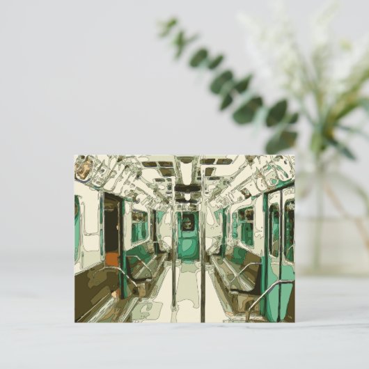 Subwegauto binnen het metaal briefkaart (Staand voorkant)