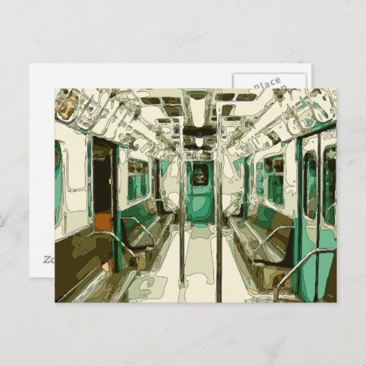 Subwegauto binnen het metaal briefkaart (Voorkant / Achterkant)