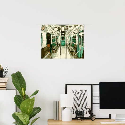 Subwegauto binnen het metaal poster (Thuiskantoor)
