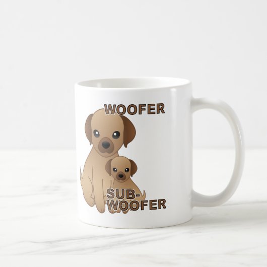 Subwoofer Dog Puppy Funny Mug of Travel Mug Koffiemok (Rechts)