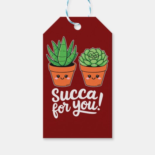 Succa For You – Schattige Succulent Grappige Uitdr Cadeaulabel (Voorkant)