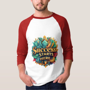 Succes begint hier levendig Motivatie T-shirt