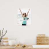 Succes bij gewichtsverlies. Fijne vrouw weggewogen Poster (Keuken)
