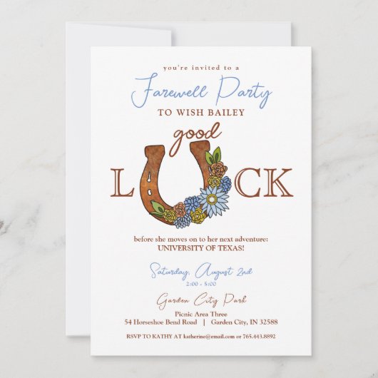 Succes Bloemen Hoefijzer Afscheidsfeest Kaart (Voorkant)