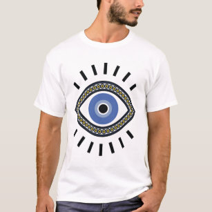 Succes, boze oogbescherming, blauwe oogenergie t-shirt