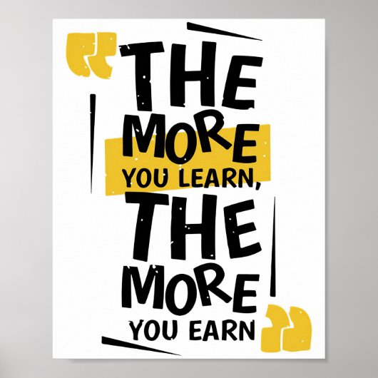 Succes citaat Hoe meer je leert Poster (Voorkant)