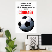 Succes Courage Soccer Football Inspirerend Poster (Thuiskantoor)