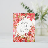 Succes Custom Roze Bloemen Goud Lijst Briefkaart (Staand voorkant)