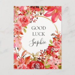 Succes Custom Roze Bloemen Goud Lijst Briefkaart
