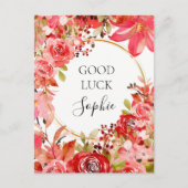 Succes Custom Roze Bloemen Goud Lijst Briefkaart (Voorkant)